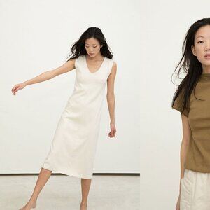 Elizabeth Suzann x Alabama Chanin Marlena Midi Dress in Cream